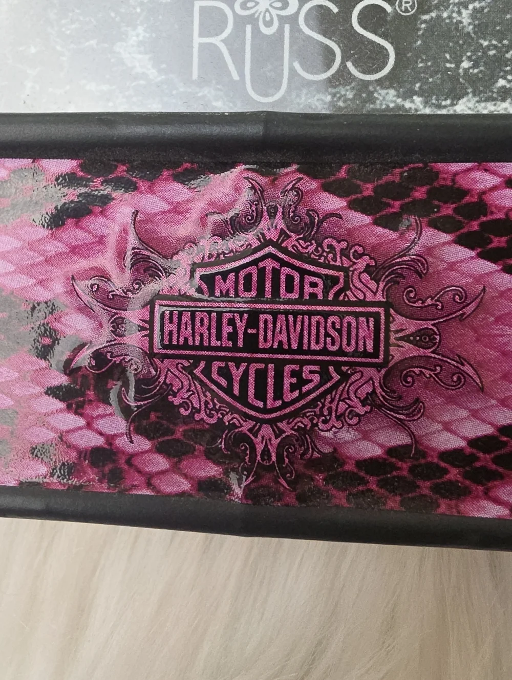 HARLEY DAVIDSON RUSS Pink Python‎ Snakeskin Biker Moto Ceramic 4x6 Photo Frame